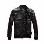 veste philipp plein leahter cuir pas cher red skull